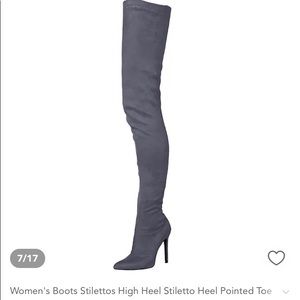 Gray over the knee/thigh high boots